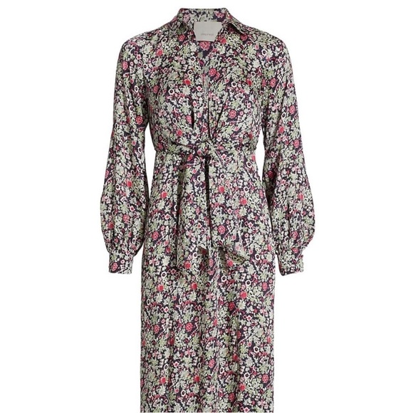 Cinq à Sept New Quin Floral Print Long Sleeve Dress Size 0 Blue Multicolor - Picture 3 of 8